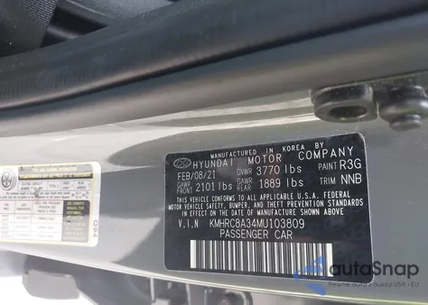 2021 Hyundai Venue Sel from USA, damaged, VIN KMHRC8A34MU103809